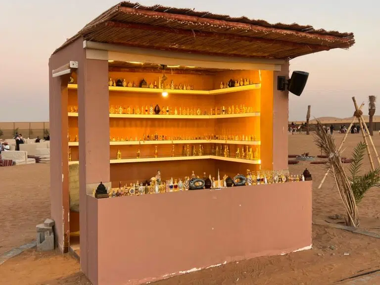 Refreshment counter at the Premium Red Dunes Safari desert camp