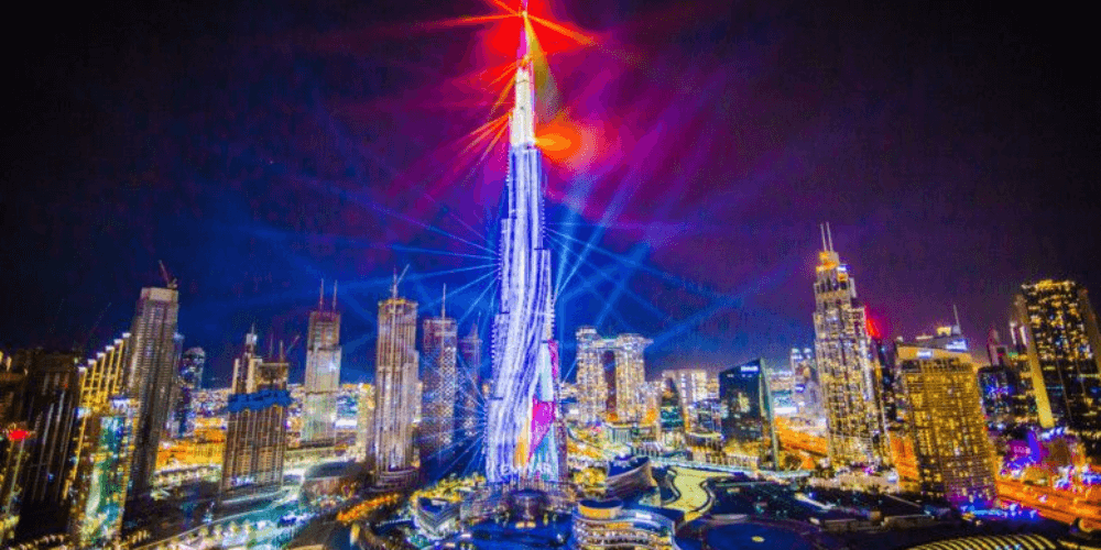Gaze at Burj Khalifa's Dazzling Light Show