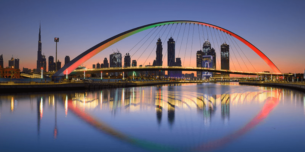 Stroll along Dubai Canal at Night