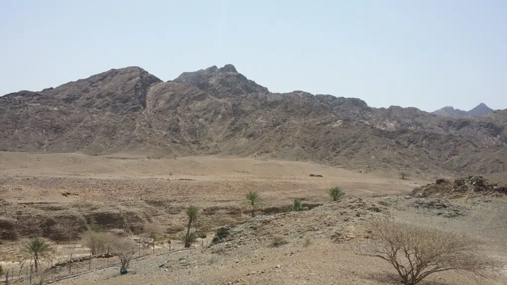 The Al Hajar Mountains are the most extensive mountain range in the Arabian Peninsula, spanning the border between the UAE and Oman.