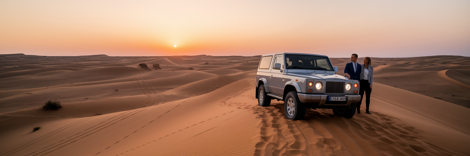 Luxury vehicle on a private desert dune.