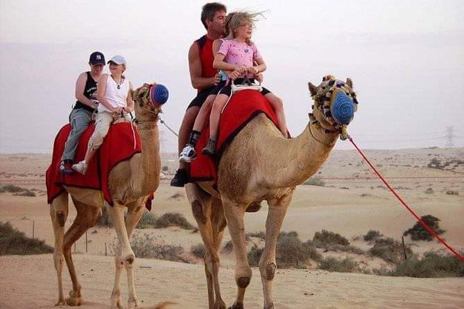 Best time for desert safari packages showing inclusions like dune bashing, camel ride, and desert camp experiences
