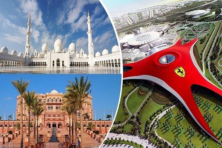 Ferrari World Abu Dhabi theme park with iconic red roof on Yas Island