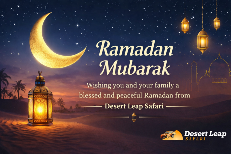 Desert safari during Ramadan in Dubai at sunset with Iftar camp