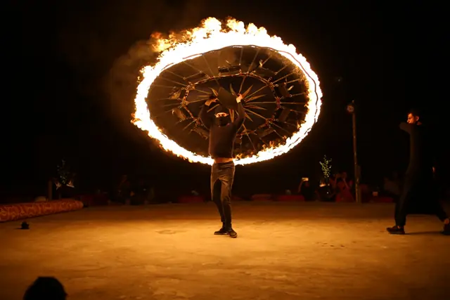 Live entertainment at the Bedouin camp — seated shows safe for pregnant desert safari guests