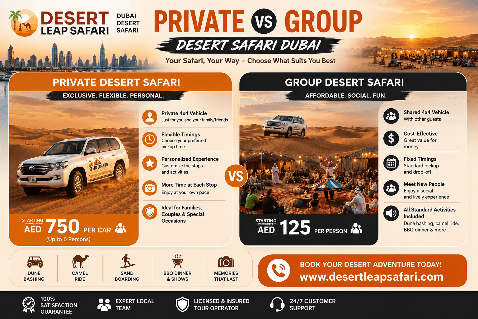Private vs Group Desert Safari Dubai