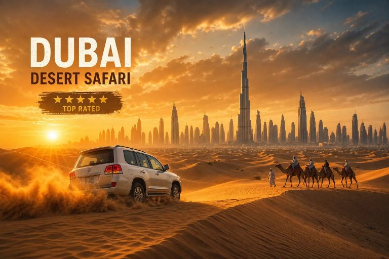 Top-rated Dubai desert safari with 4x4 dune driving and camel rides at sunset
