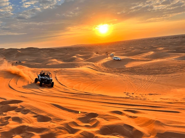 Is desert safari safe during pregnancy — relaxed golden hour photography in the Lahbab Red Dunes